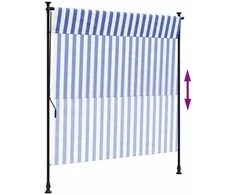 Lauko roletas, mėlynas ir baltas, 200x270cm, audinys ir plienas