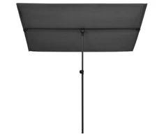 Sodo skėtis nuo saulės su aliuminio stulpu, antracito, 2x1,5m