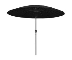 Lauko skėtis nuo saulės su aliuminio stulpu, juodas, 270cm