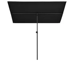 Sodo skėtis nuo saulės su aliuminio stulpu, juodas, 2x1,5m