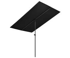 Sodo skėtis nuo saulės su aliuminio stulpu, juodas, 2x1,5m