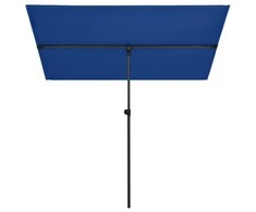 Sodo skėtis nuo saulės su aliuminio stulpu, mėlynas, 2x1,5m