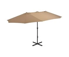 Lauko skėtis nuo saulės su aliuminio stulpu, taupe, 460x270cm