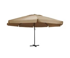 Sodo skėtis nuo saulės su aliuminio stulpu, taupe, 600cm