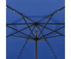 Lauko skėtis su LED ir metaliniu stulpu, mėlynas, 400cm