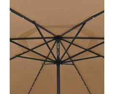 Sodo skėtis nuo saulės su LED lemputėmis, taupe, 400cm