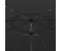 Sodo skėtis nuo saulės su LED lemputėmis, juodas, 400cm