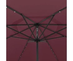 Sodo skėtis nuo saulės su LED lemputėmis, raudonas, 400cm