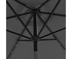 Lauko skėtis su LED ir plieniniu stulpu, antracito, 300cm