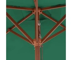 Lauko skėtis nuo saulės su mediniu stulpu, žalias, 150x200cm