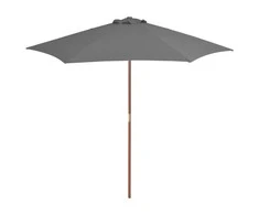 Lauko skėtis nuo saulės su mediniu stulpu, antracito, 270cm