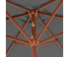 Lauko skėtis nuo saulės su mediniu stulpu, antracito, 270cm