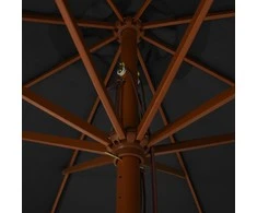 Lauko skėtis nuo saulės su mediniu stulpu, antracito, 330cm