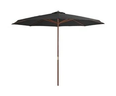 Lauko skėtis su mediniu stulpu, antracito spalvos, 350cm