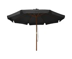 Lauko skėtis nuo saulės su mediniu stulpu, antracito, 330cm