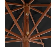 Lauko skėtis su mediniu stulpu, antracito spalvos, 350cm