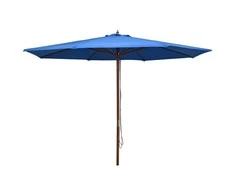Lauko skėtis nuo saulės su mediniu stulpu, mėlynas, 350cm