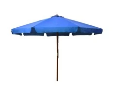 Lauko skėtis nuo saulės su mediniu stulpu, mėlynas, 330cm