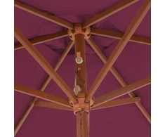 Lauko skėtis nuo saulės su mediniu stulpu, raudonas, 270cm