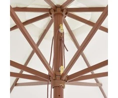Lauko skėtis su mediniu stulpu, smėlio baltos spalvos, 350cm