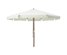 Lauko skėtis nuo saulės su mediniu stulpu, smėlio baltas, 330cm
