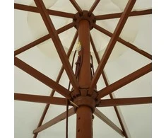 Lauko skėtis nuo saulės su mediniu stulpu, smėlio baltas, 330cm