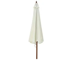 Lauko skėtis nuo saulės su mediniu stulpu, smėlio baltas, 330cm