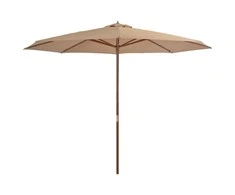 Lauko skėtis nuo saulės su mediniu stulpu, taupe spalvos, 350cm