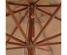 Lauko skėtis nuo saulės su mediniu stulpu, taupe spalvos, 350cm