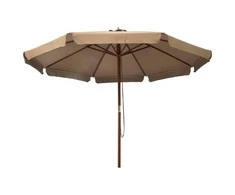 Lauko skėtis nuo saulės su mediniu stulpu, taupe spalvos, 330cm