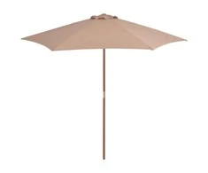 Lauko skėtis nuo saulės su mediniu stulpu, taupe, 270cm