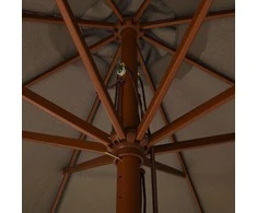 Lauko skėtis nuo saulės su mediniu stulpu, taupe spalvos, 330cm