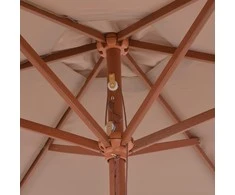 Lauko skėtis nuo saulės su mediniu stulpu, taupe, 270cm