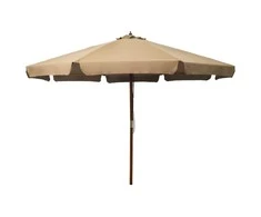 Lauko skėtis nuo saulės su mediniu stulpu, taupe spalvos, 330cm