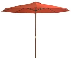 Lauko skėtis nuo saulės su mediniu stulpu, terakota, 350cm