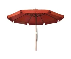 Lauko skėtis nuo saulės su mediniu stulpu, terakota, 330cm