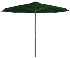 Lauko skėtis su mediniu stulpu, žalios spalvos, 350cm