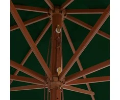 Lauko skėtis su mediniu stulpu, žalios spalvos, 350cm