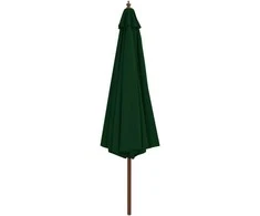 Lauko skėtis su mediniu stulpu, žalios spalvos, 350cm