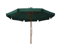Lauko skėtis nuo saulės su mediniu stulpu, žalias, 330cm