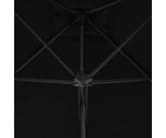 Sodo skėtis su plieniniu stulpu, juodos spalvos, 250x250x230cm