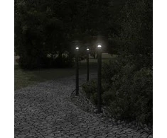 Lauko šviestuvai, 3vnt., juodi, 100cm, nerūdijantis plienas