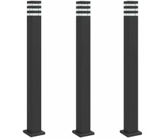 Lauko šviestuvai, 3vnt., juodi, 110cm, aliuminis