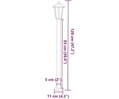 Lauko šviestuvai, 3vnt., juodi, 120cm, nerūdijantis plienas