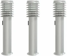 Lauko šviestuvai su išvedimu, 3vnt., sidabriniai, 60cm, plienas