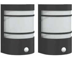 Lauko šviestuvai su jutikliais, 2vnt., juodi, plienas