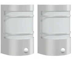 Lauko šviestuvai su jutikliais, 2vnt., sidabriniai, plienas