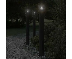 Lauko šviestuvai su jutikliu, 3vnt., juodi, 110cm, plienas