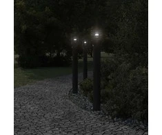 Lauko šviestuvai su jutikliu, 3vnt., juodi, 110cm, plienas