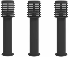 Lauko šviestuvas, 3vnt., juodas, 60cm, nerūdijantis plienas